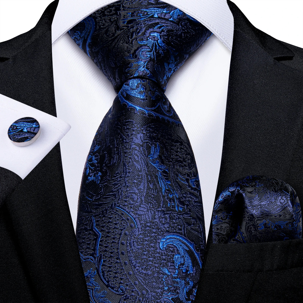 Coffret cravate homme paisley, pochette et boutons – CLEVI Paris