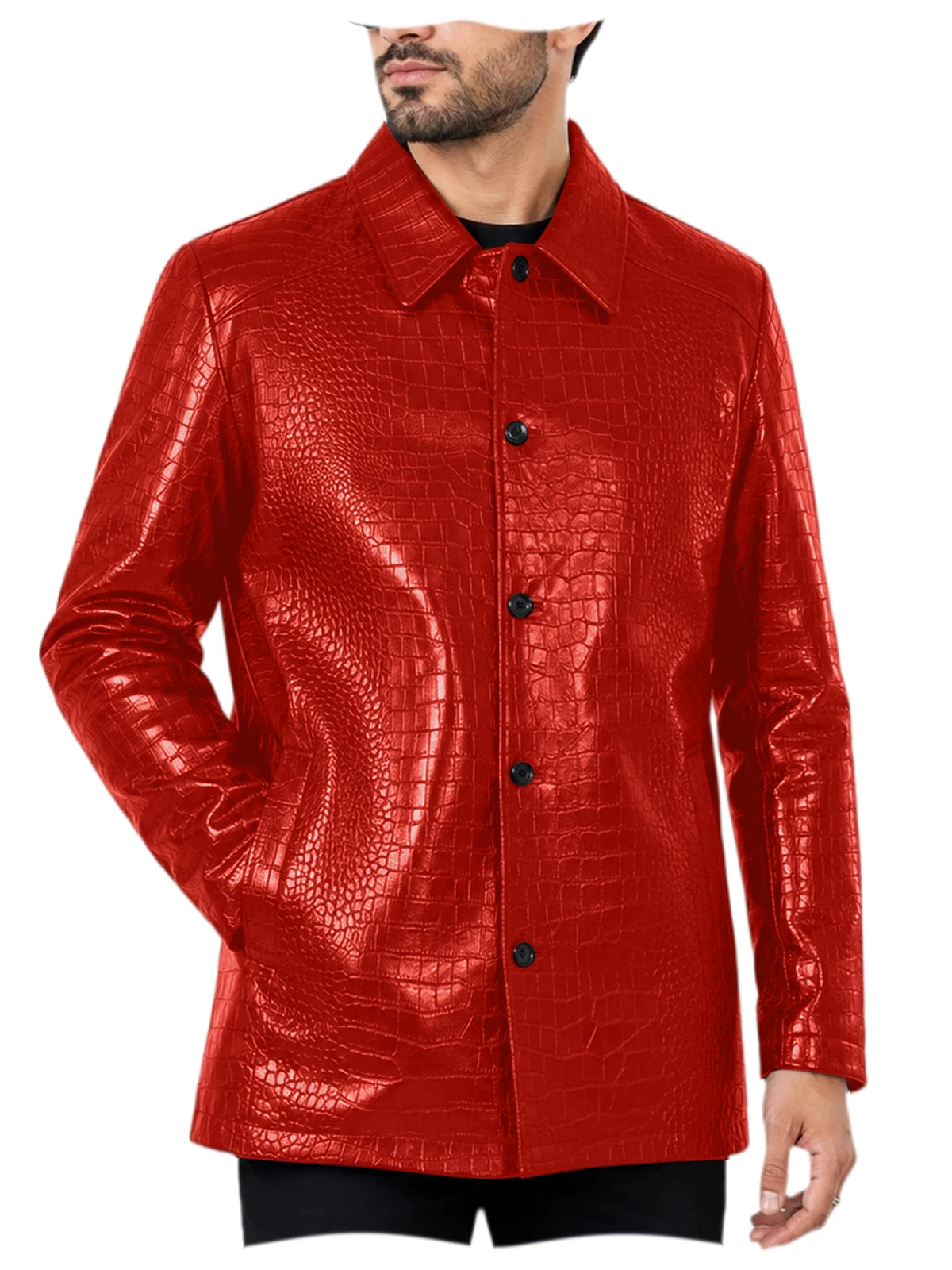 Blazer homme simili cuir motif crocodile – CLEVI Paris