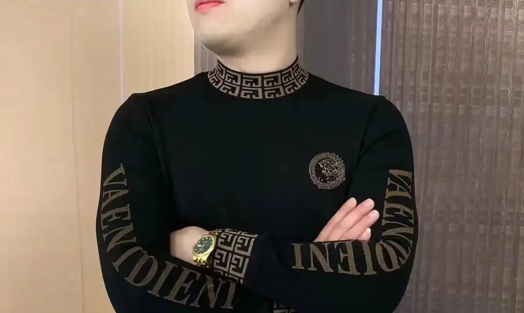 Pull Col Montant Molletonné Homme Velours Noir – CLEVI Paris