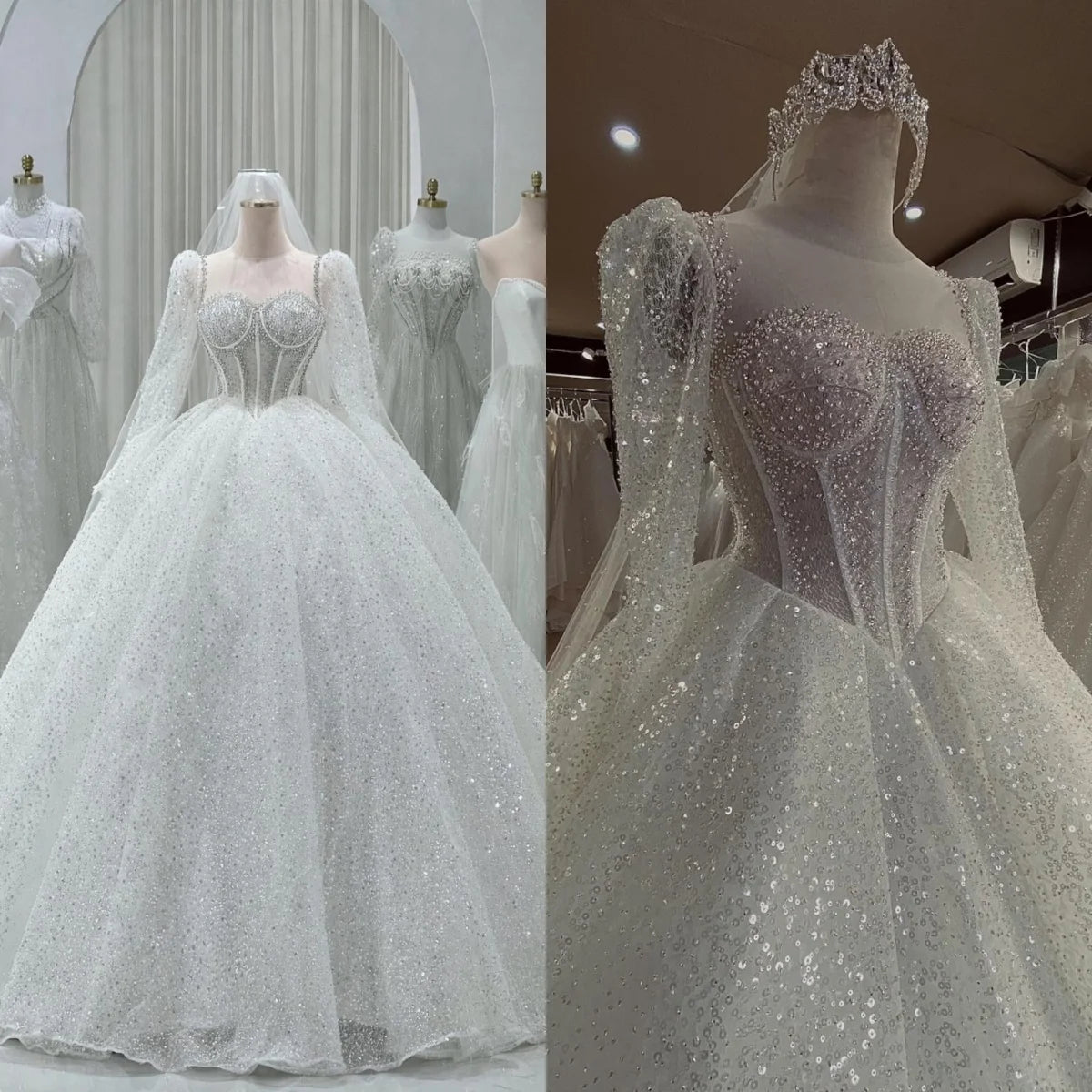 Robe de mariée en tulle perlée – CLEVI Paris