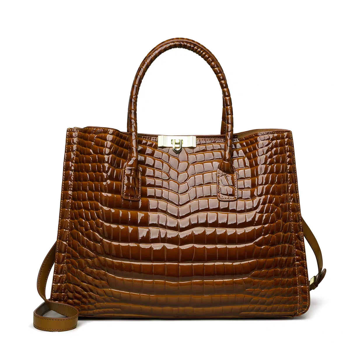 Sac Cabas Femme Cuir PU Croco Vernis – CLEVI Paris