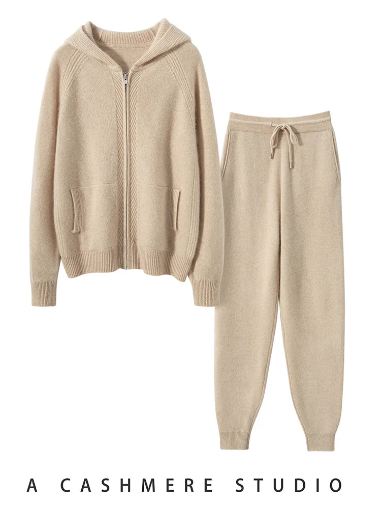 Ensemble femme en maille, cardigan et pantalon – CLEVI Paris