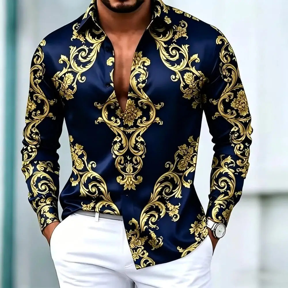 Chemise homme en satin imprimé – CLEVI Paris