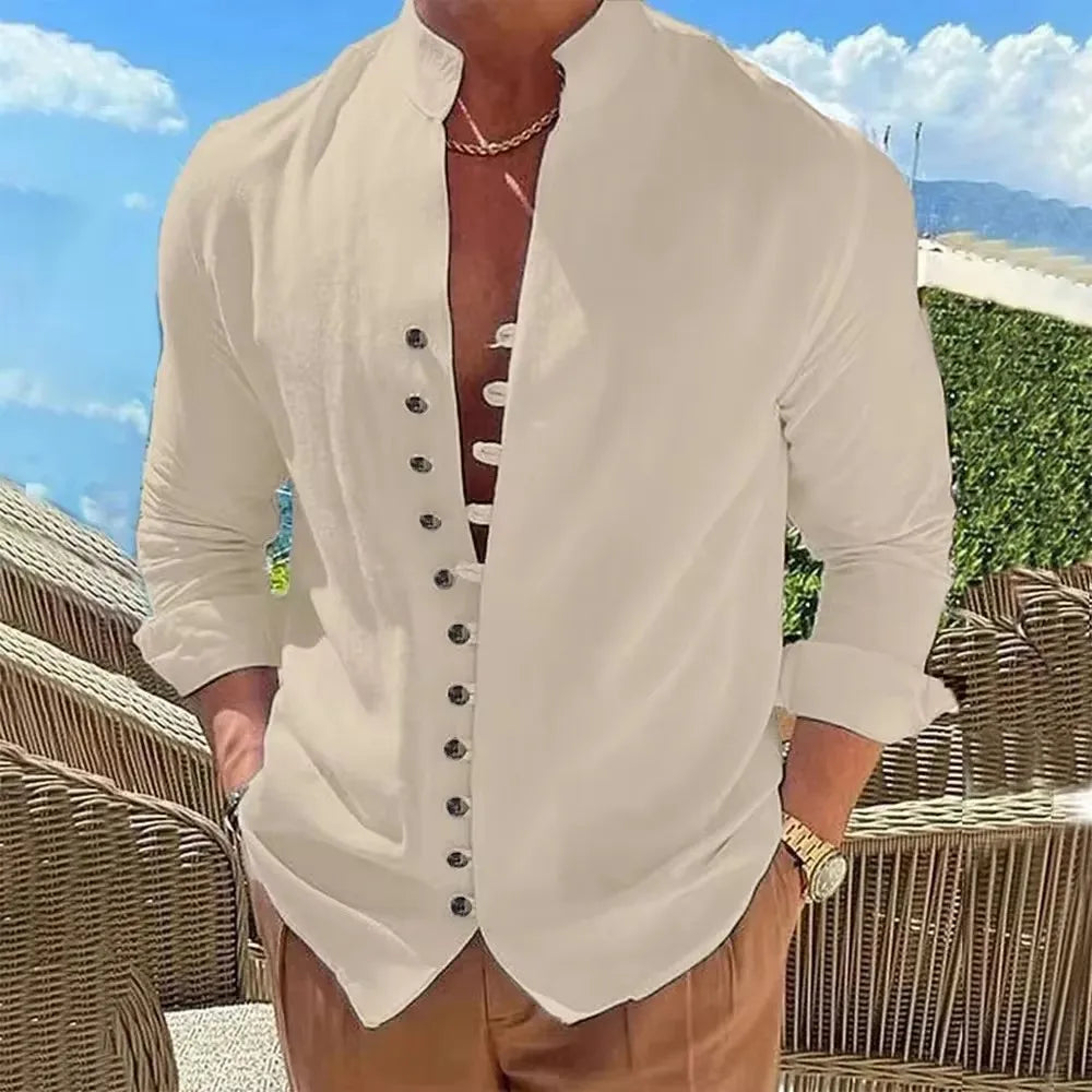 Chemise homme en coton et lin – CLEVI Paris