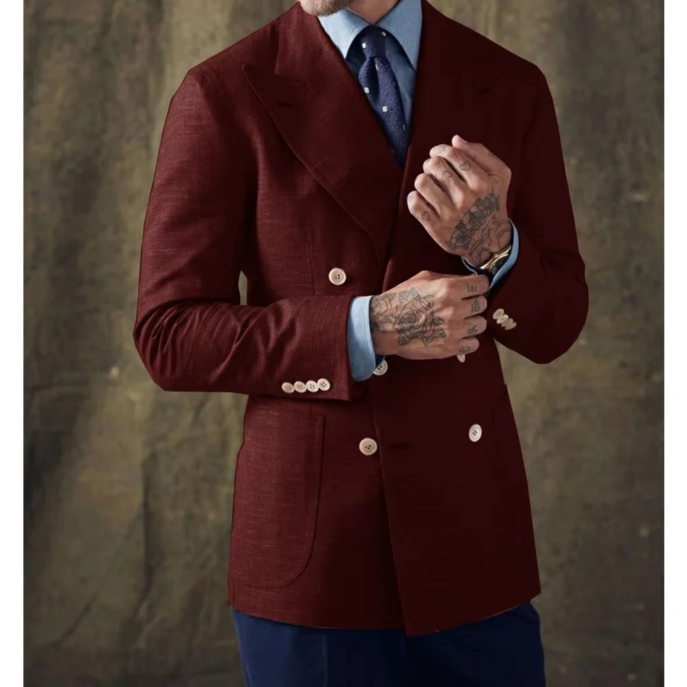 Blazer croisé lin et coton homme – CLEVI Paris
