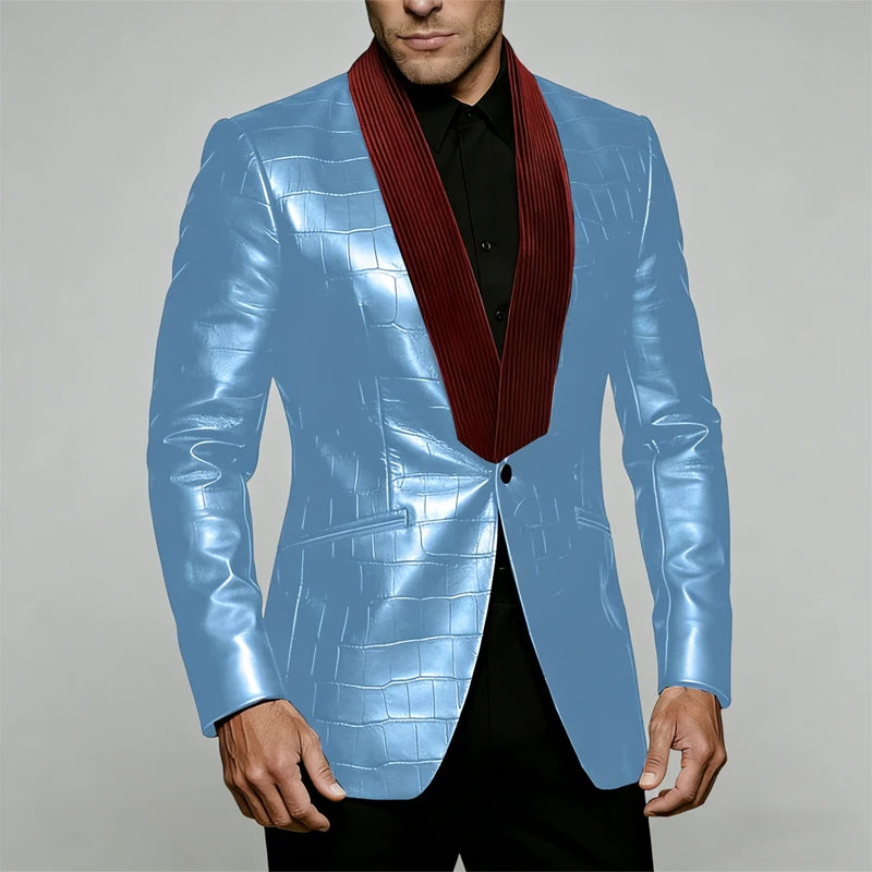 Blazer homme effet crocodile, col contrasté – CLEVI Paris