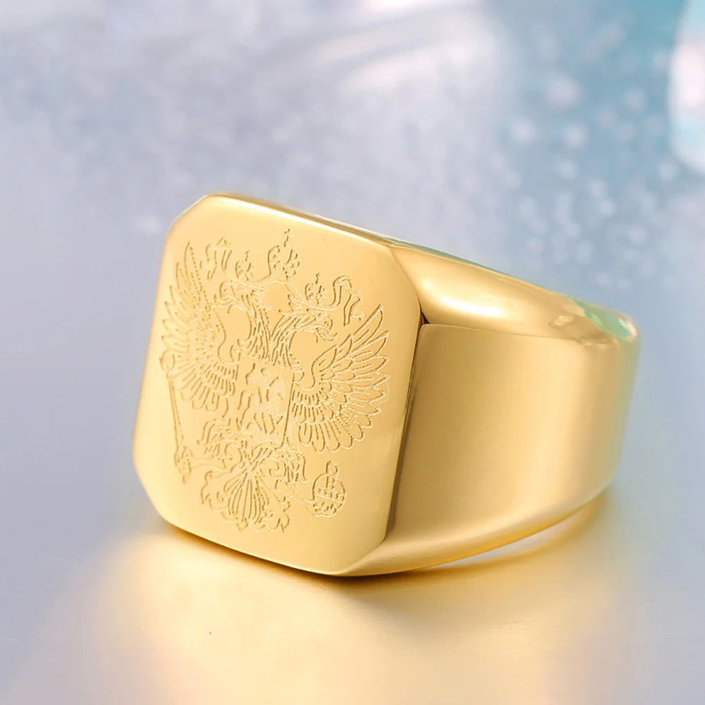 Bague double aigle en acier 316L – CLEVI Paris