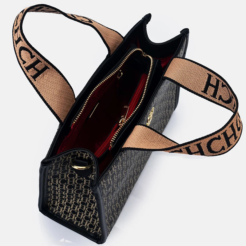 Sac Tote Femme Simili Cuir Monogramme Logo Métal Fermeture Zip Luxe Léger – CLEVI Paris