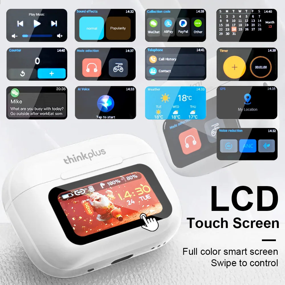 Écouteurs TWS ThinkPlus ANC Écran Tactile LED – CLEVI Paris