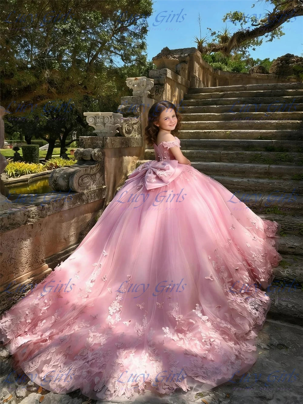 Robe cérémonie fille en tulle et dentelle – CLEVI Paris