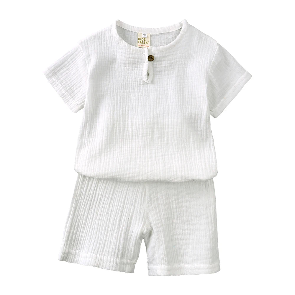 Ensemble enfant coton et lin T-shirt et short – CLEVI Paris