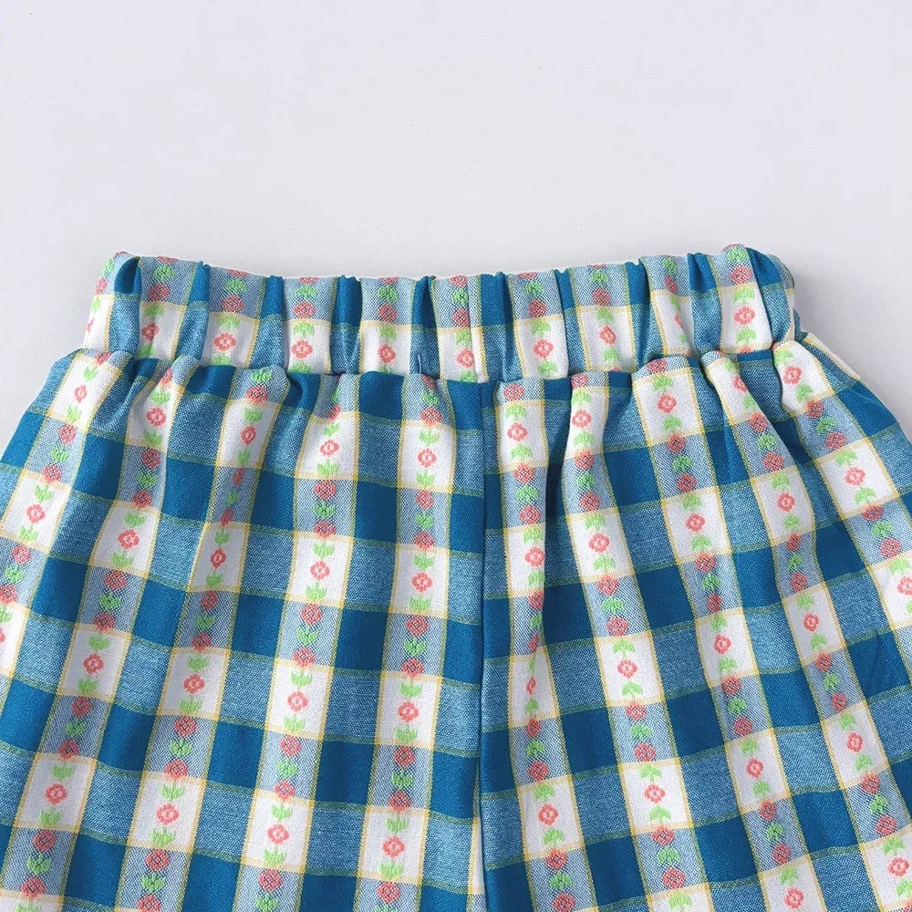 Ensemble fille haut et short à carreaux – CLEVI Paris