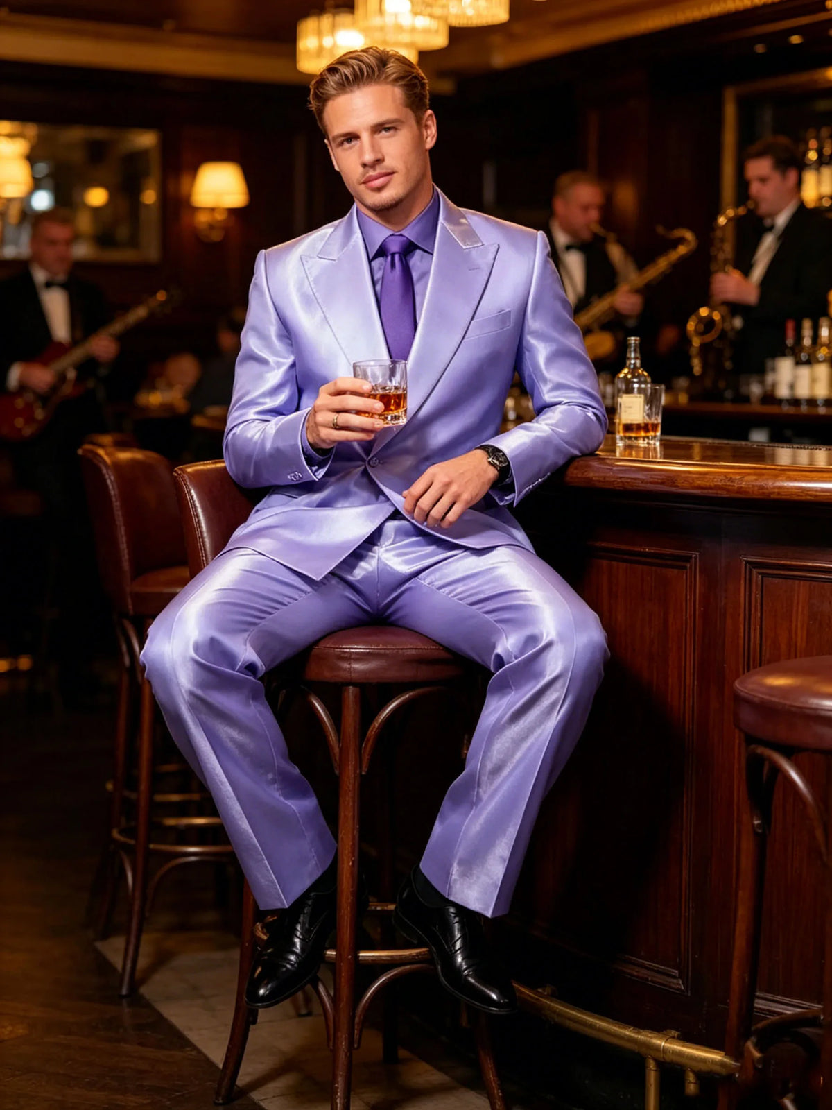 Costume satiné 2 pièces homme – CLEVI Paris
