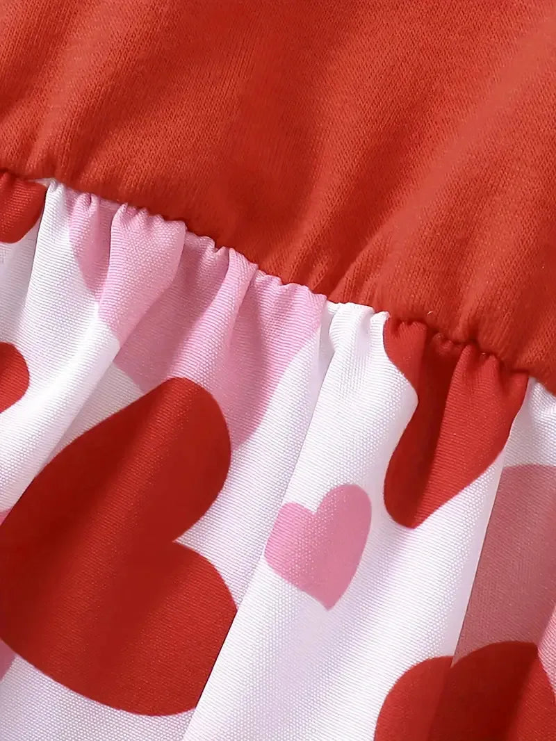 Robe fille imprimé cœur à manches volantées – CLEVI Paris