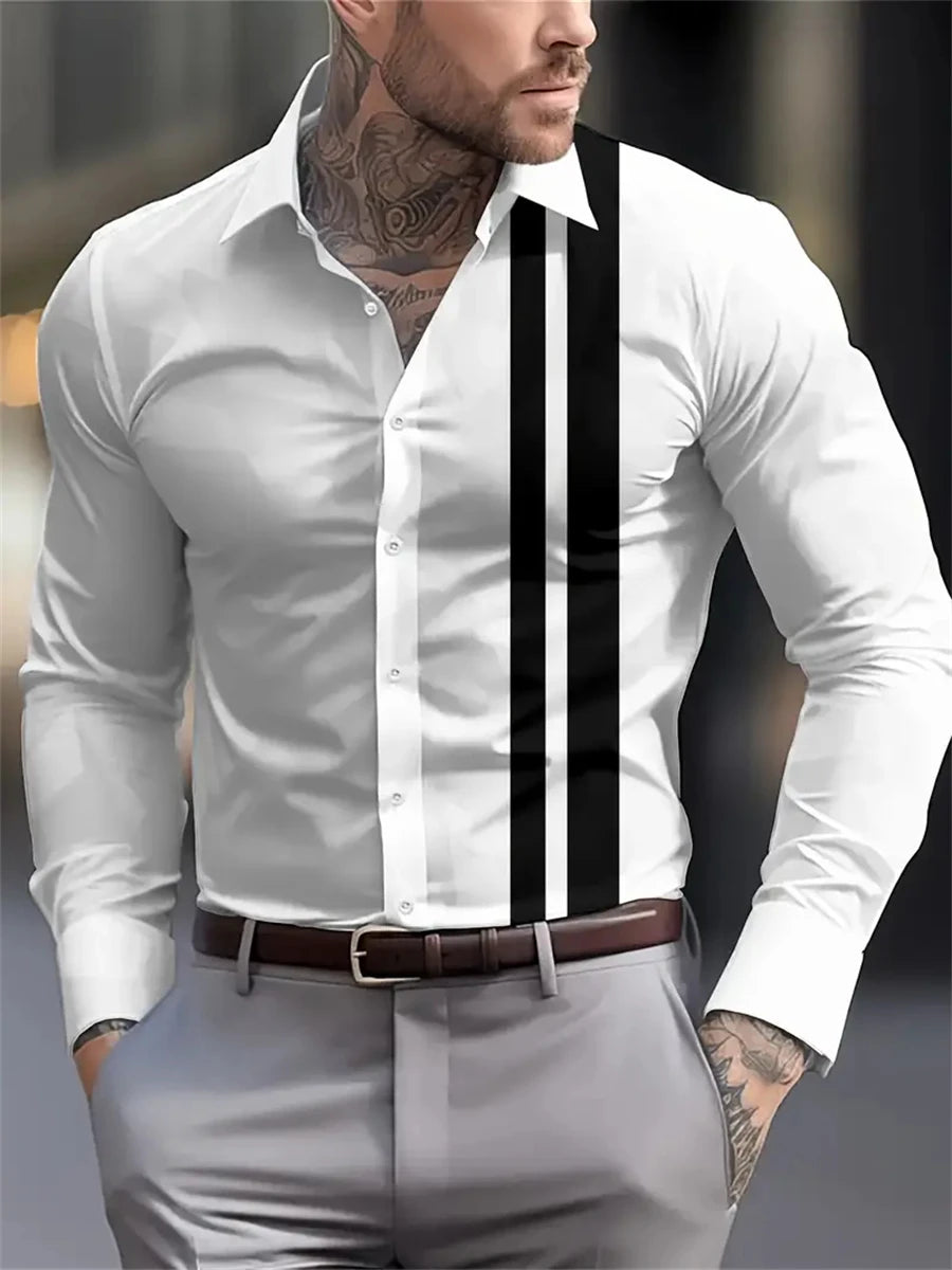 Chemise homme imprimée à manches longues – CLEVI Paris