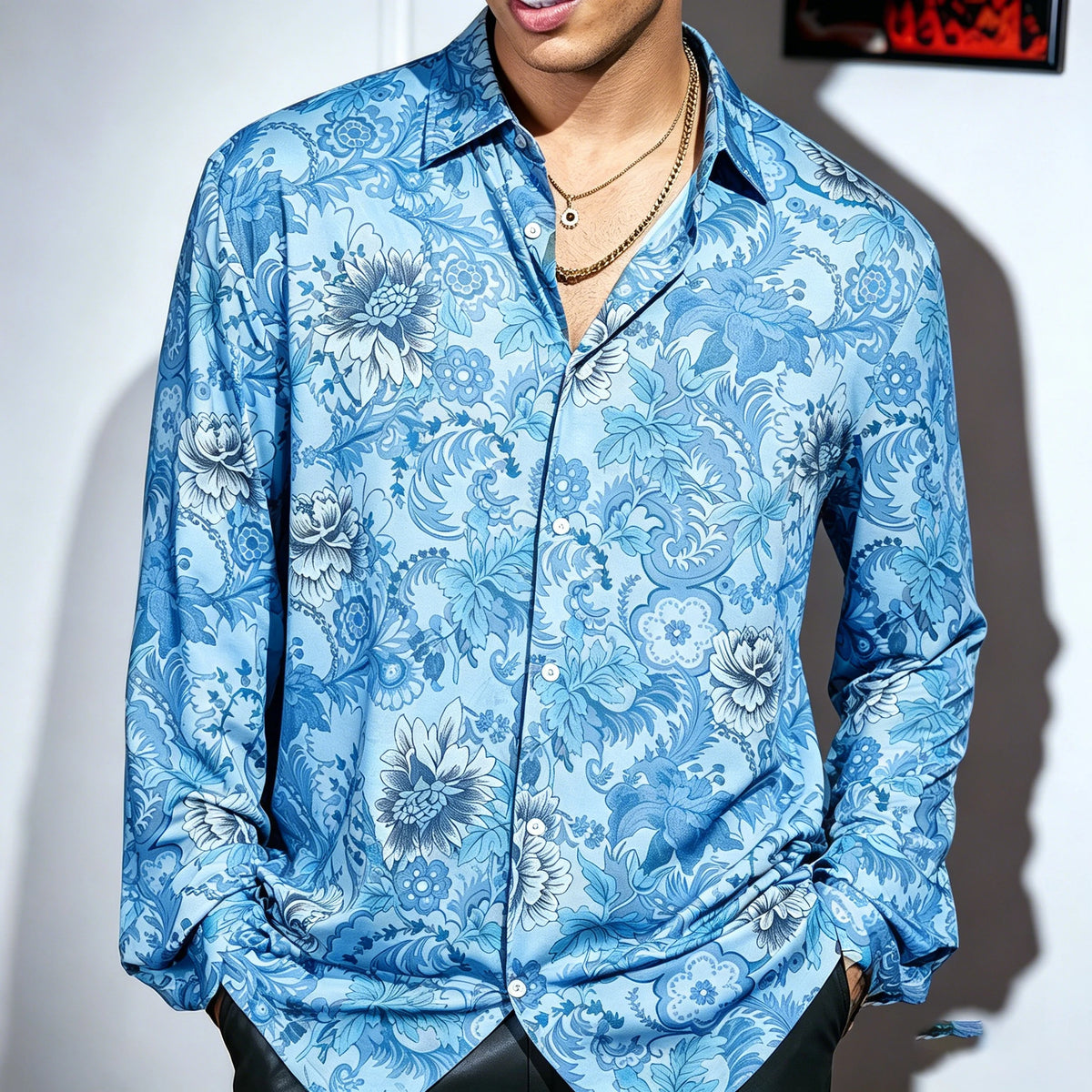 Chemise homme à imprimé floral – CLEVI Paris