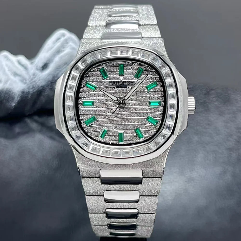 Montre Homme Automatique Carrée Index Diamants Lumineux Acier Huayra – CLEVI Paris