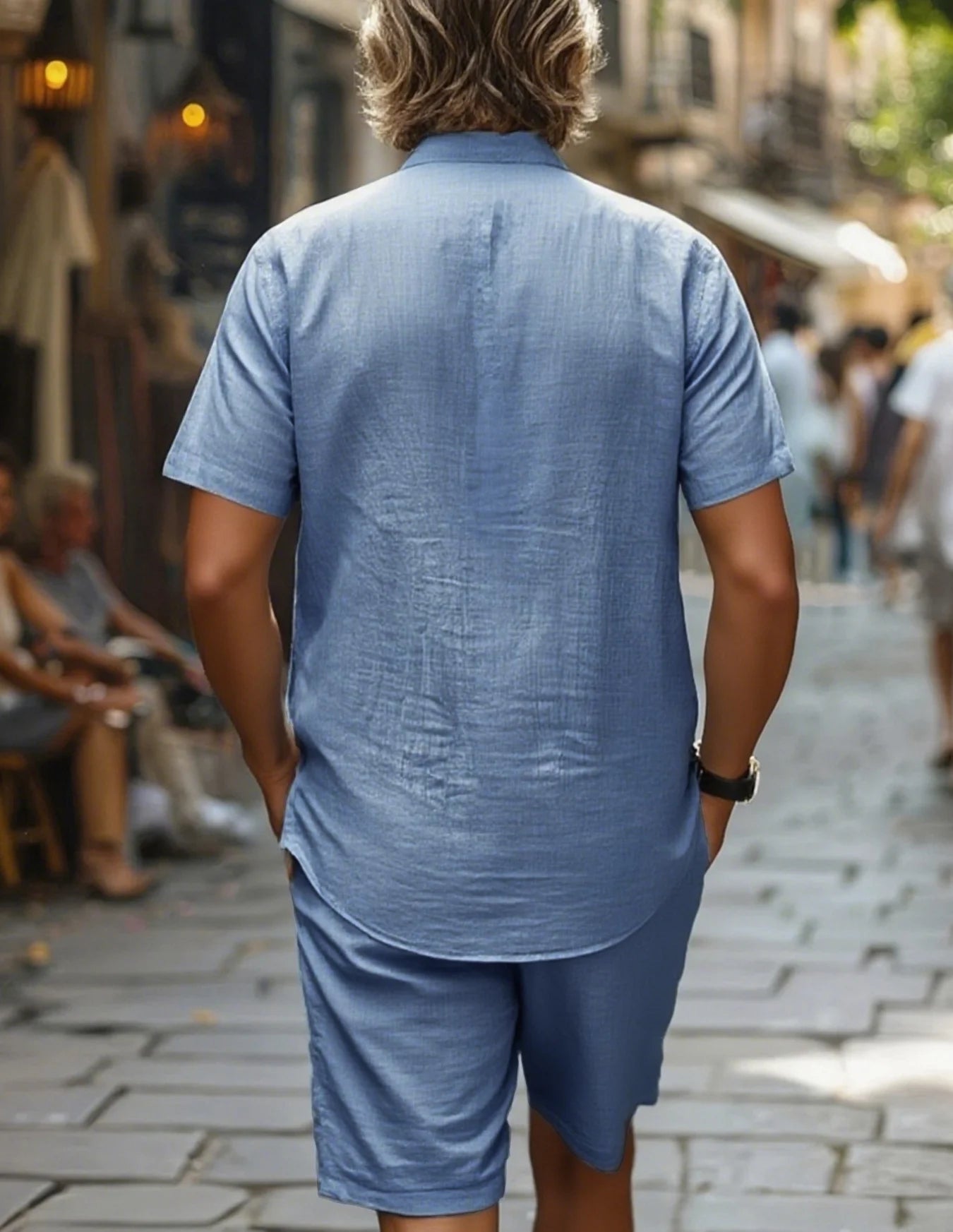 Ensemble 2 Pièces Homme Été – Chemise Manches Courtes Boutonnée + Short 100% Coton Coupe Ample – 5 Coloris, S à XXXL – CLEVI Paris