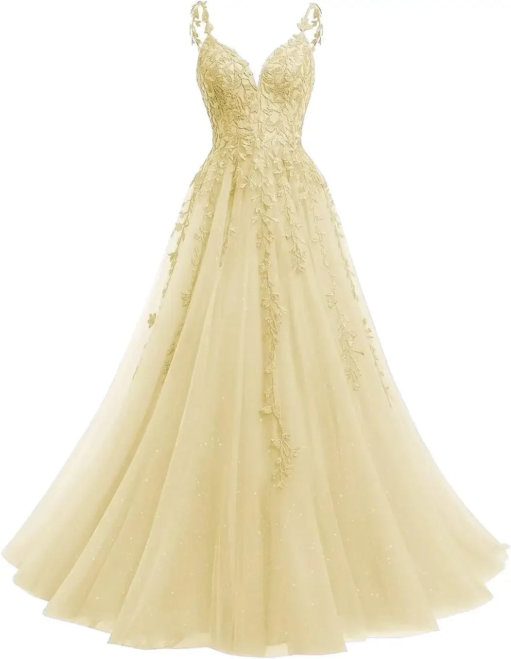Robe de mariée en dentelle ligne A col V – CLEVI Paris