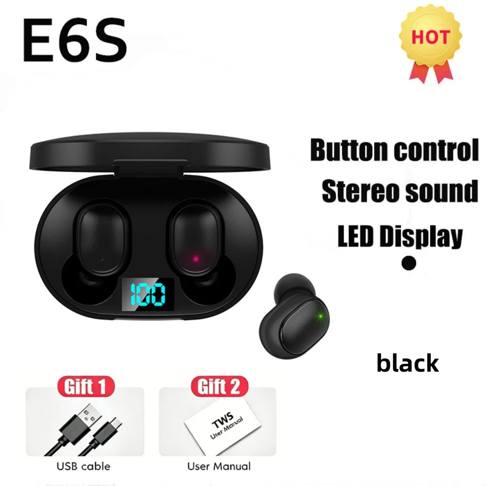 Écouteurs TWS E6S LED Digital Bluetooth 5.1 ANC HiFi – CLEVI Paris