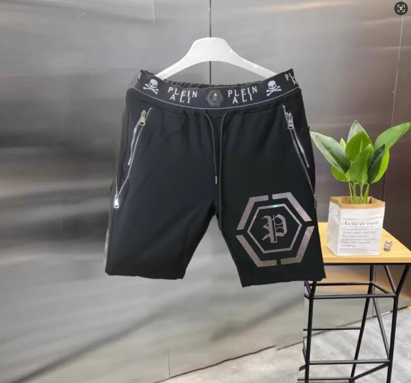 Short Homme Casual Strass Luxe PLEIN ALI – Hip Hop Coupe Ample Cordon – 27 Coloris, S à XXXL – CLEVI Paris