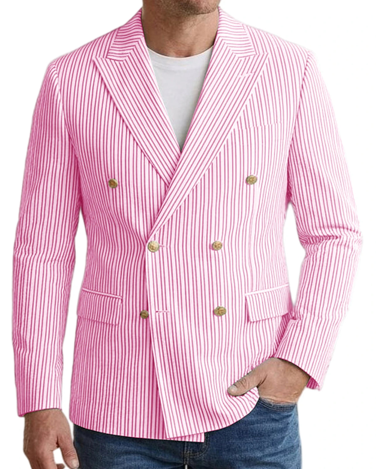 Blazer homme rayé double boutonnage – CLEVI Paris