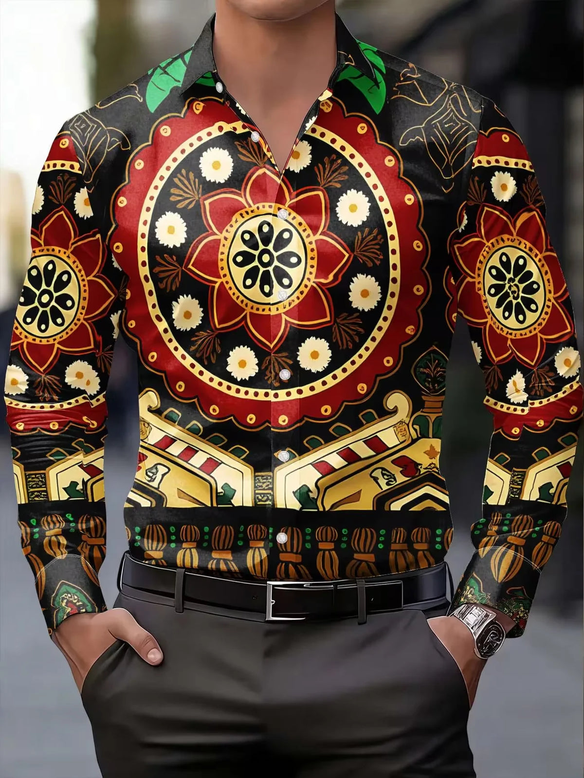 Chemise Homme Imprimée 3D Aigle Flamboyant – CLEVI Paris
