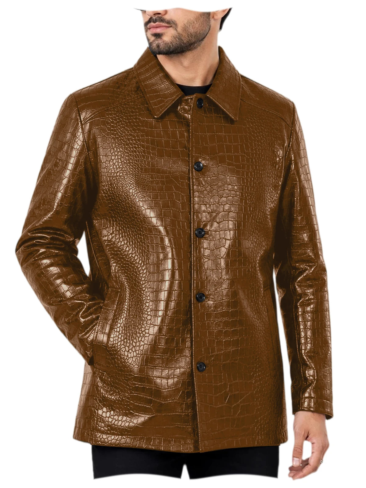 Blazer homme simili cuir motif crocodile – CLEVI Paris
