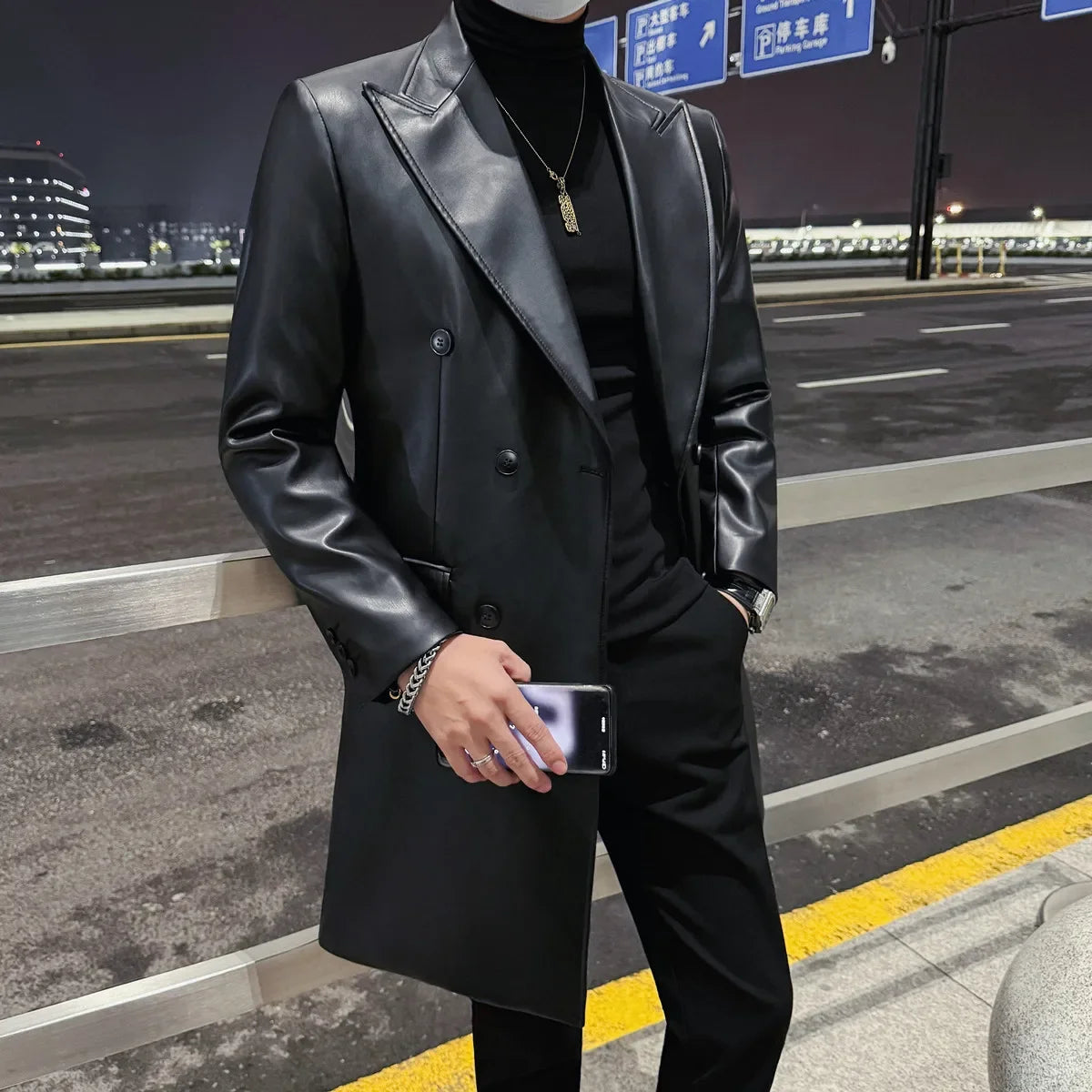 Blazer homme noir à double boutonnage – CLEVI Paris