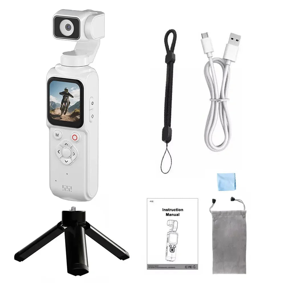 Caméra Vlog 4K de Poche Gimbal Intégré – Rotation 330° Suivi Facial Tactile – CLEVI Paris