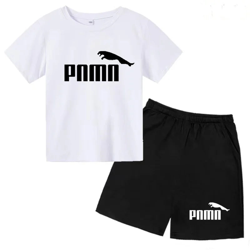 Ensemble enfant T-shirt à lettres et short uni – CLEVI Paris