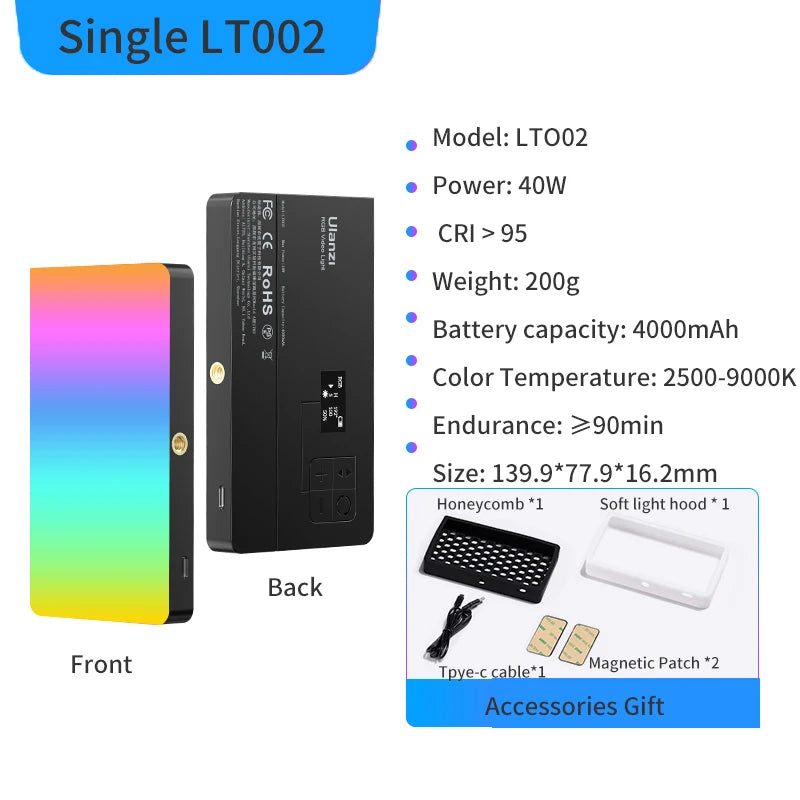 Panneau LED RGB Ulanzi LT002 10 W – CLEVI Paris