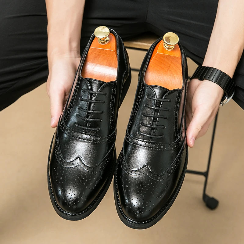 Oxford Cuir Verni Homme Bout Pointu Semelle Caoutchouc Mariage & Business – CLEVI Paris