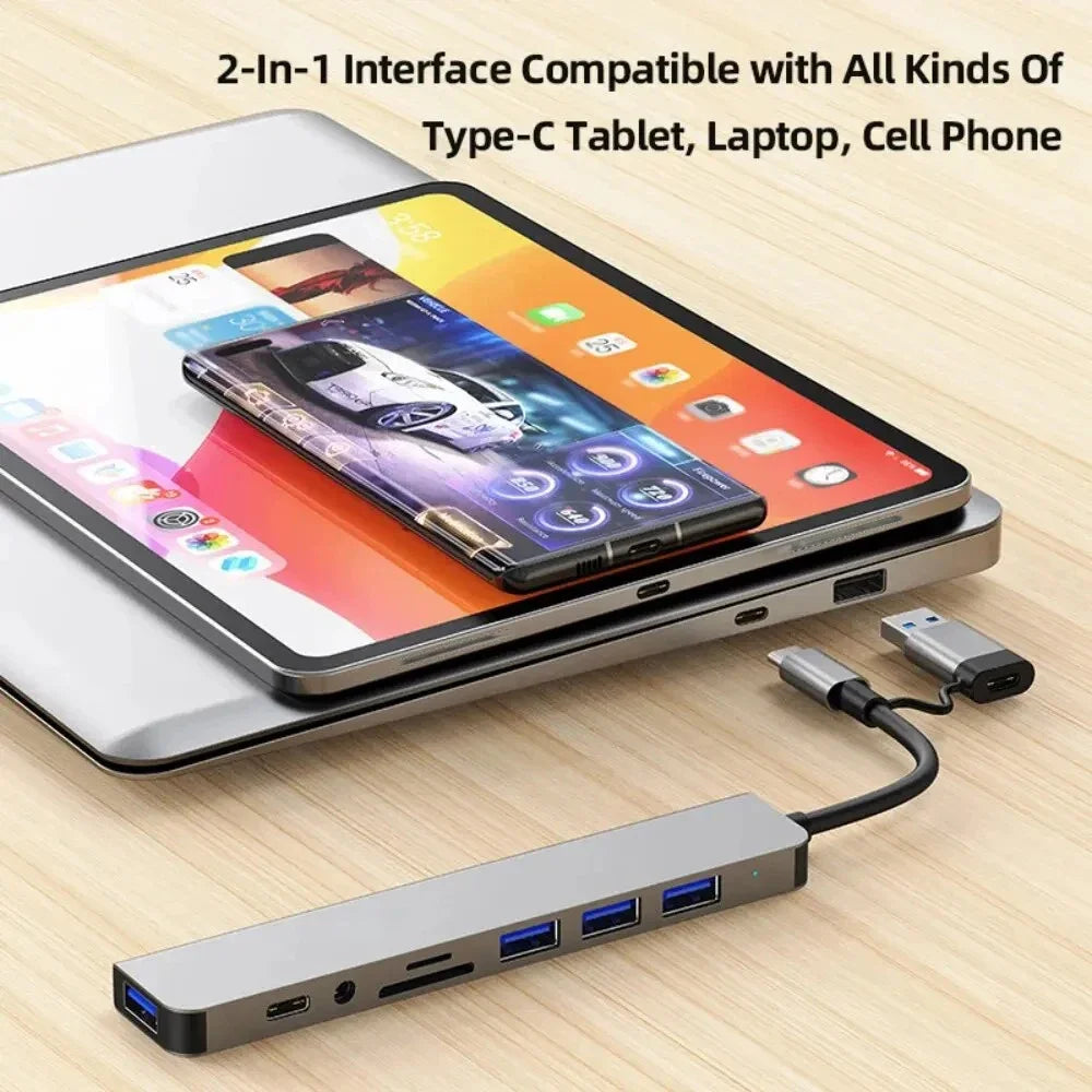Hub USB-C Multiport 4/5/7/8-en-2 USB 3.0 5 Gbps – CLEVI Paris