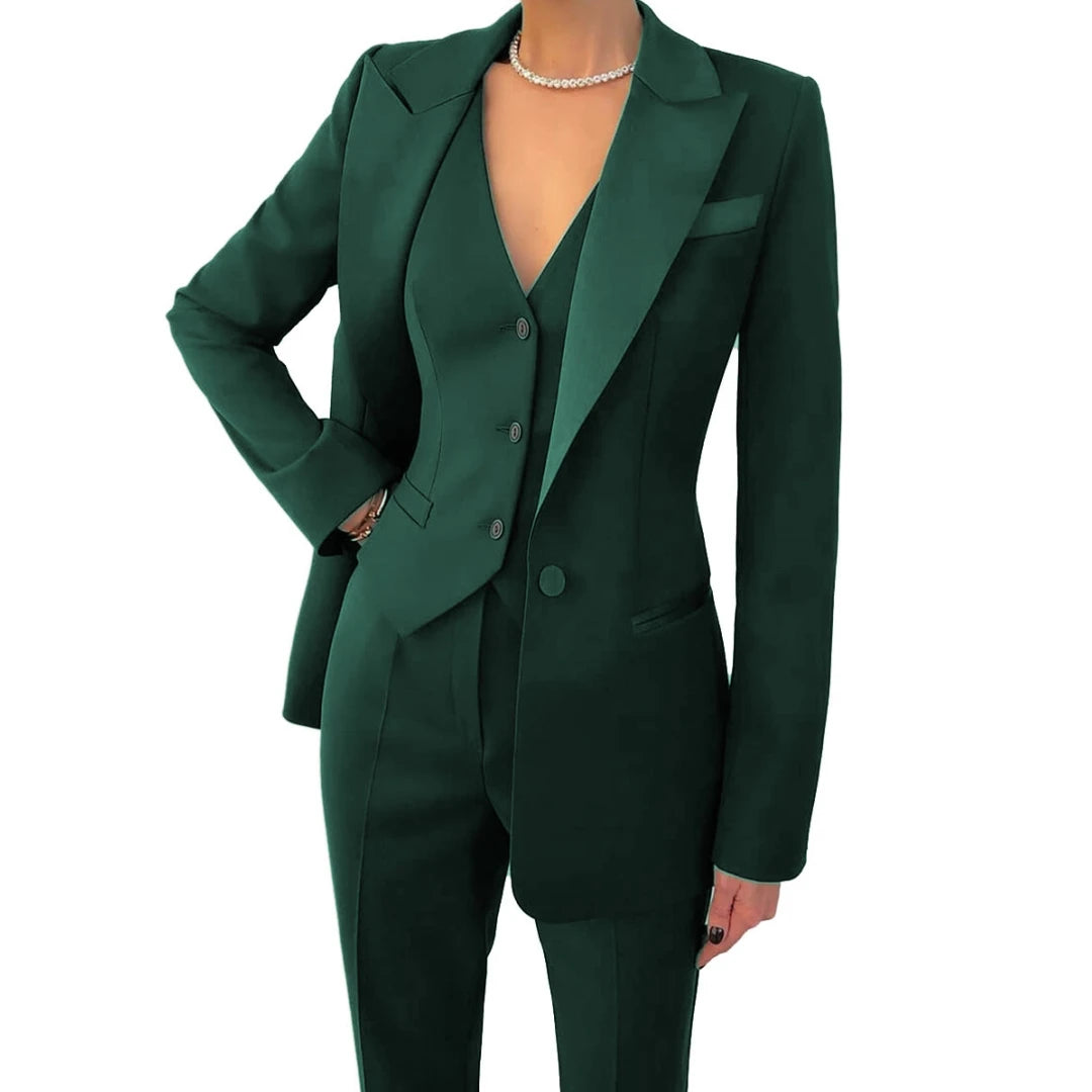 Costume 3 Pièces Femme Veste Gilet Pantalon 17 Coloris Bureau Cérémonie – CLEVI Paris