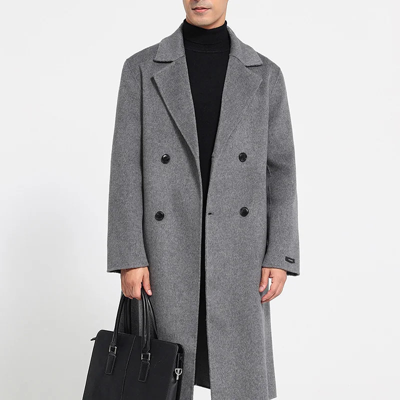 Manteau long homme cachemire double boutonnage – CLEVI Paris