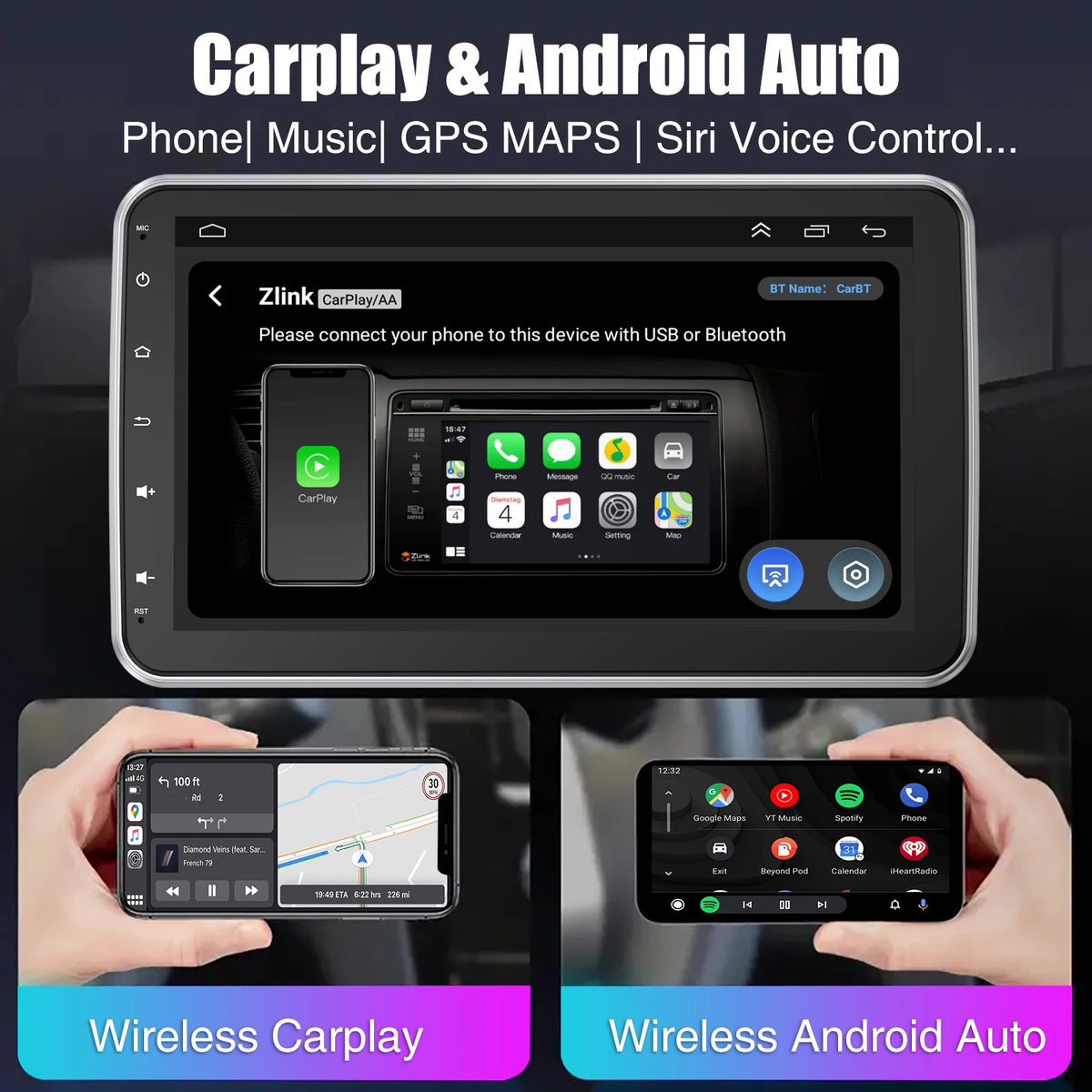 Autoradio MOPECT 10,1″ rotatif CarPlay – CLEVI Paris