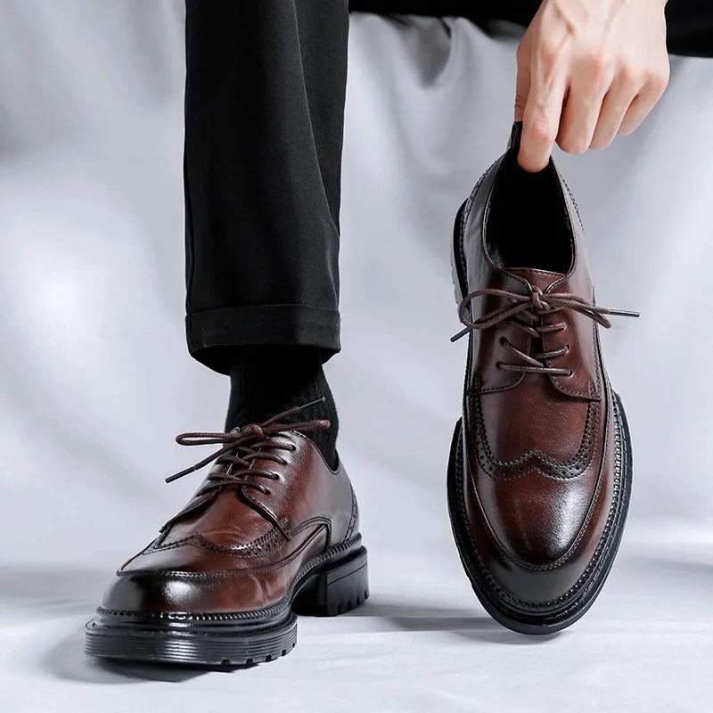 Oxford Homme Brogue Cuir Verni Respirant Imperméable | Business Mariage EU 38-45