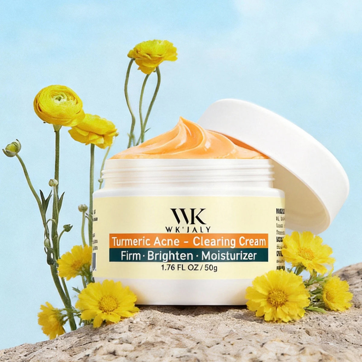 Crème Visage Curcuma Anti-Acné WK'JALY – Éclaircissante, Niacinamide & Aloé Vera 50ml – CLEVI Paris