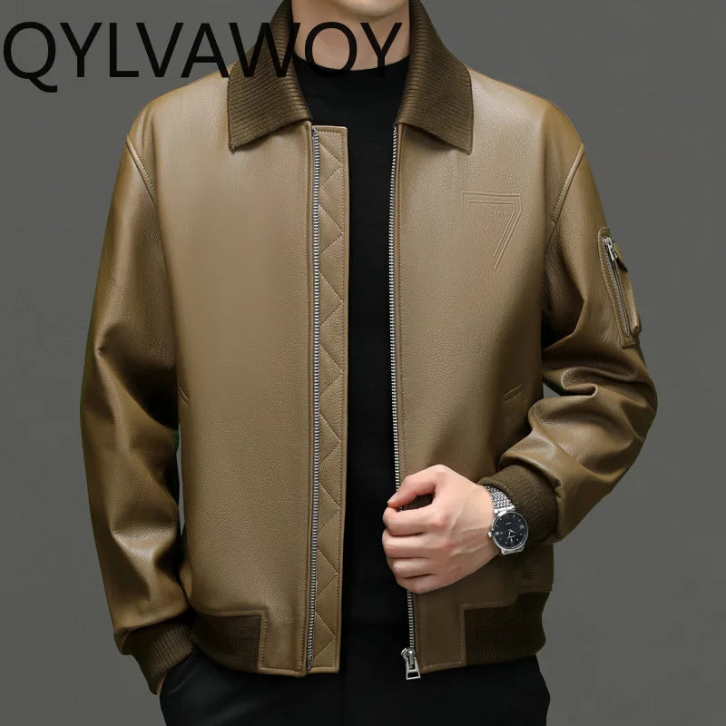 Veste homme en cuir à col amovible – CLEVI Paris