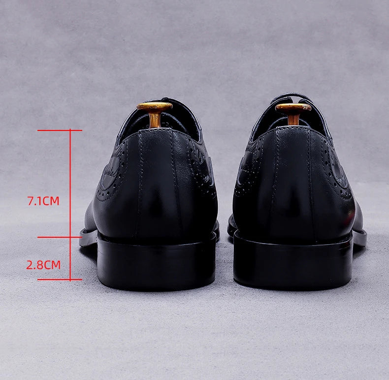 Oxford Cuir de Vache Sculpté Style Britannique Homme Imperméable Rehaussant Mariage Bureau – CLEVI Paris