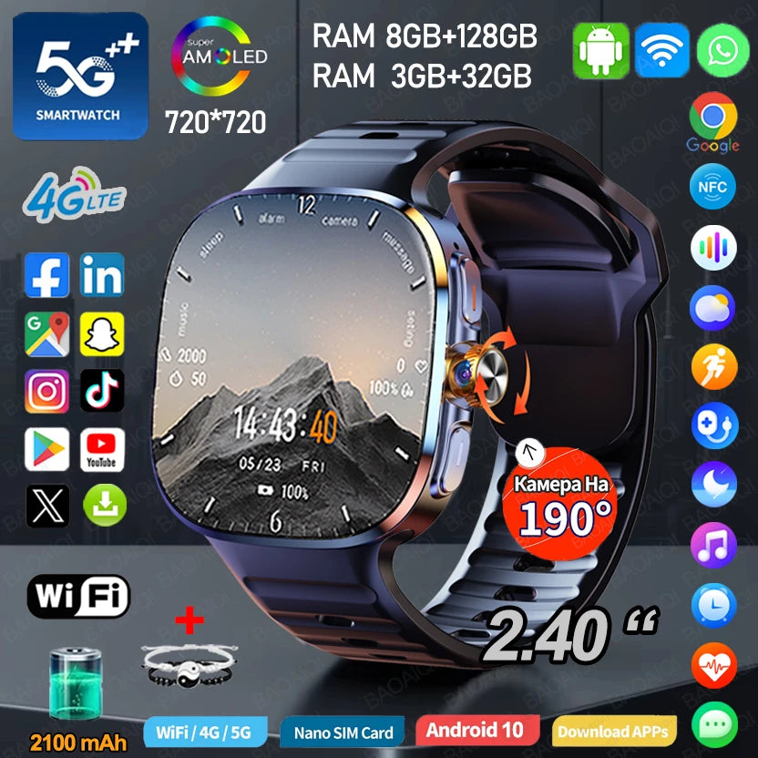 Montre Connectée 4G Android 10 Caméra 13MP GPS – CLEVI Paris