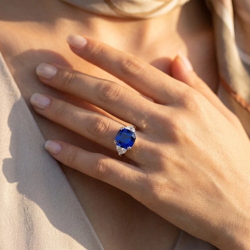 Bague Zircon Bleu Royal Coussin Argent 925 Unisexe – CLEVI Paris