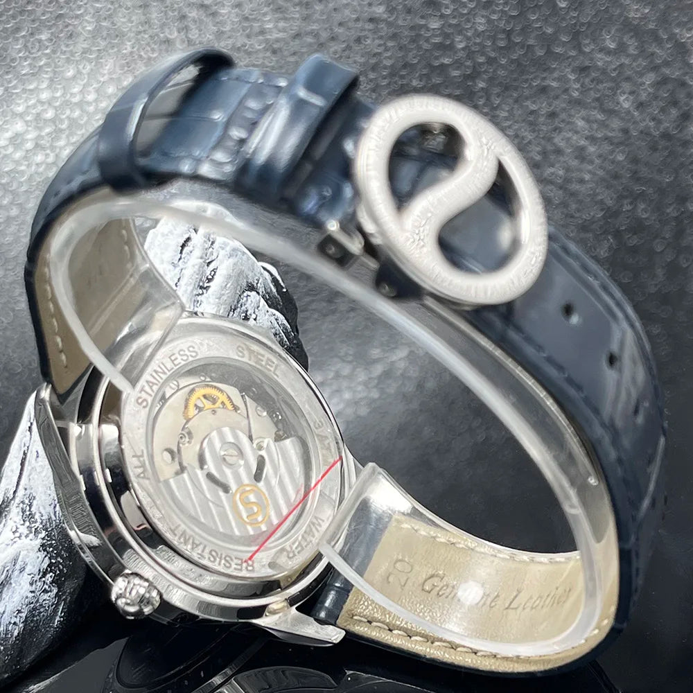 Montre Homme Luxe Automatique HUAYRA – Diamants Bracelet Cuir Lumineuse Étanche – CLEVI Paris
