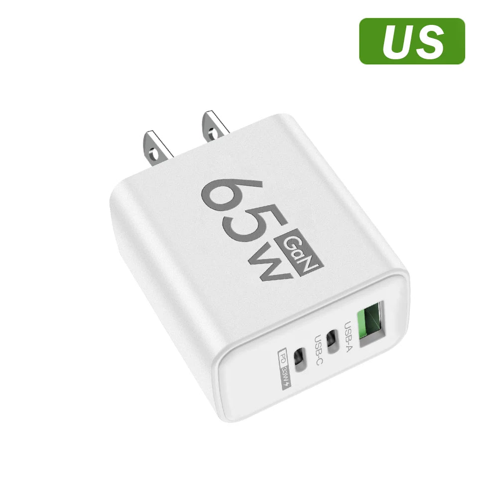 Chargeur USB-C 65W Quick Charge 3.0 Prise EU US KR – CLEVI Paris