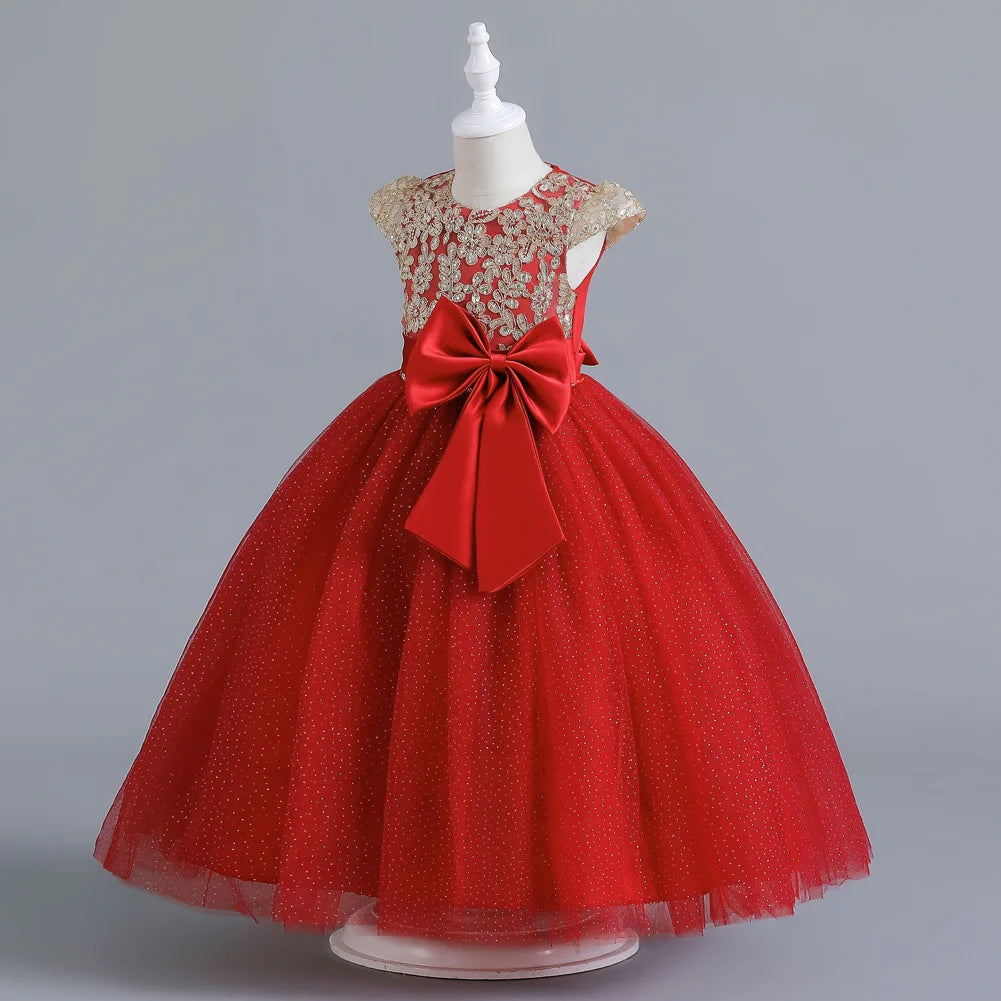 Robe longue de cérémonie fille avec nœud – CLEVI Paris