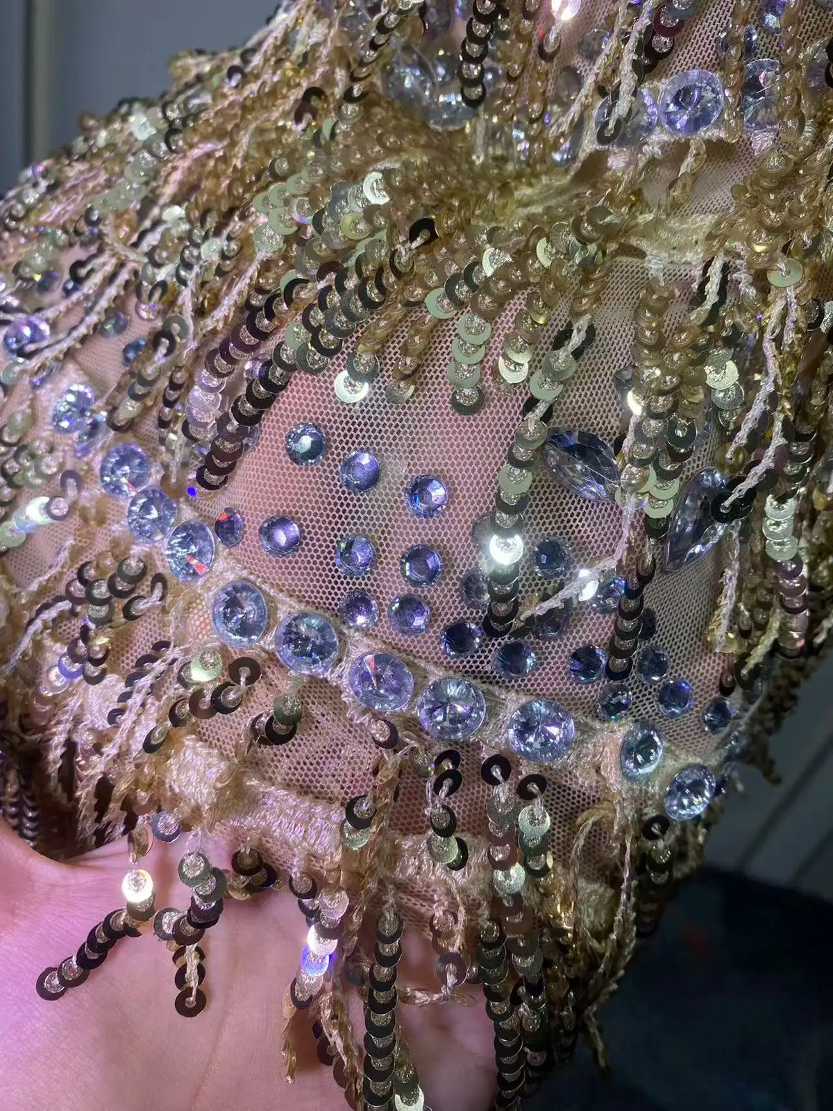 Combinaison de scène à franges et strass – CLEVI Paris
