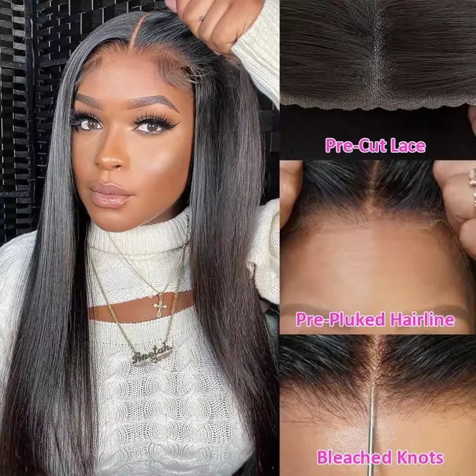 Perruque Glueless Bone Straight Cheveux Humains Brésiliens Remy – Fermeture 4x4 / 5x5 Sans Colle – CLEVI Paris