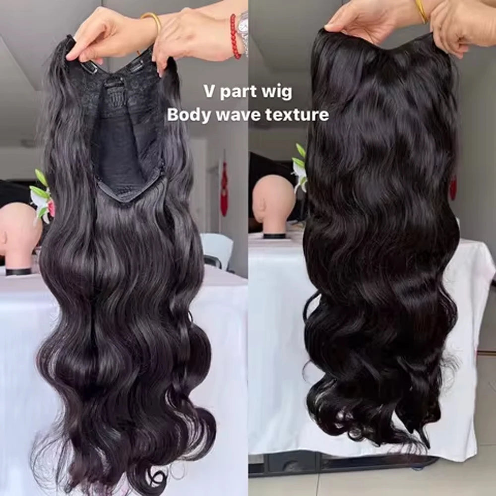 Perruque V Part Body Wave Cheveux Humains Brésiliens Remy Hair 100% Sans Couture Sans Laisser Dehors 16-30 Pouces – CLEVI Paris