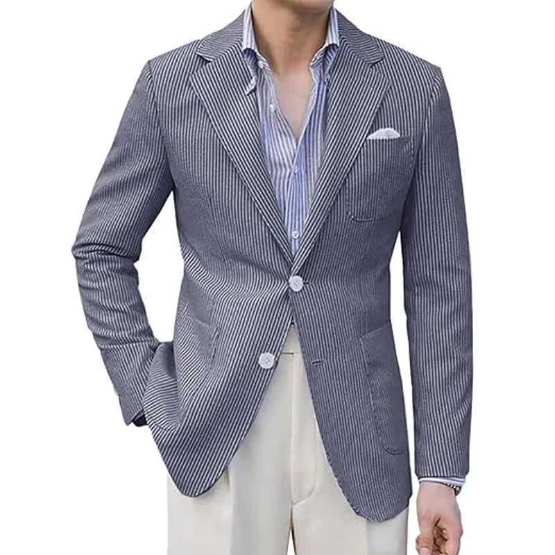 Blazer homme seersucker rayé – CLEVI Paris
